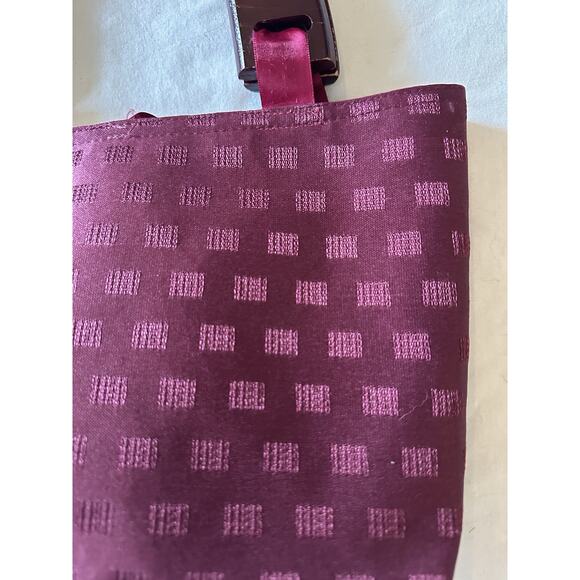 Vintage Maroon Satin Handbag with Wood Handles | Retro Boho Bag - Picture 6 of 6